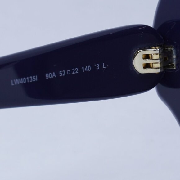 Loewe LW40135I 90A Sunglasses Shiny Blue Round Frame, Smoke Lenses - Picture 6 of 12